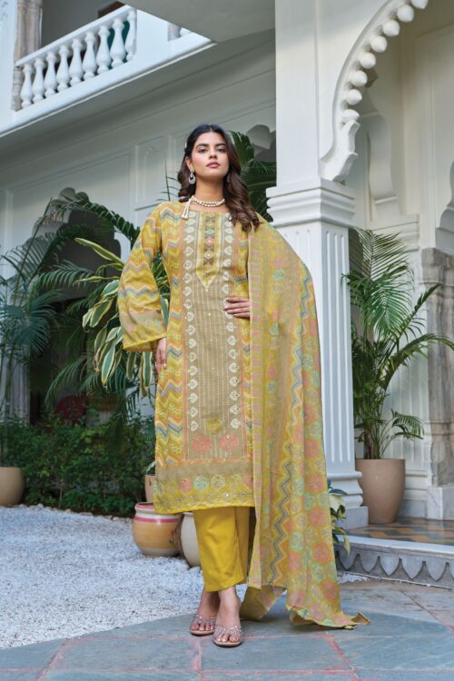 Straight Cut Printed Salwar Suit with Dupatta